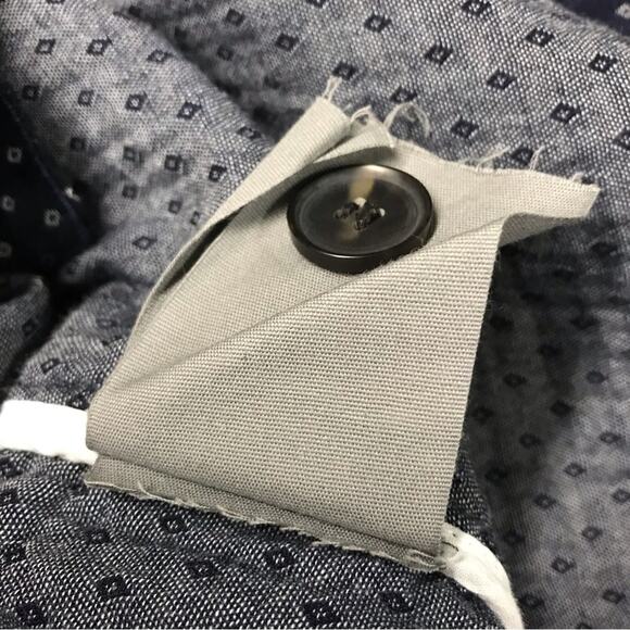 Raquel Allegra Jaquard Navy Blue Diamond Print Buttoned Blazer Coat Jacket Small - Picture 16 of 16